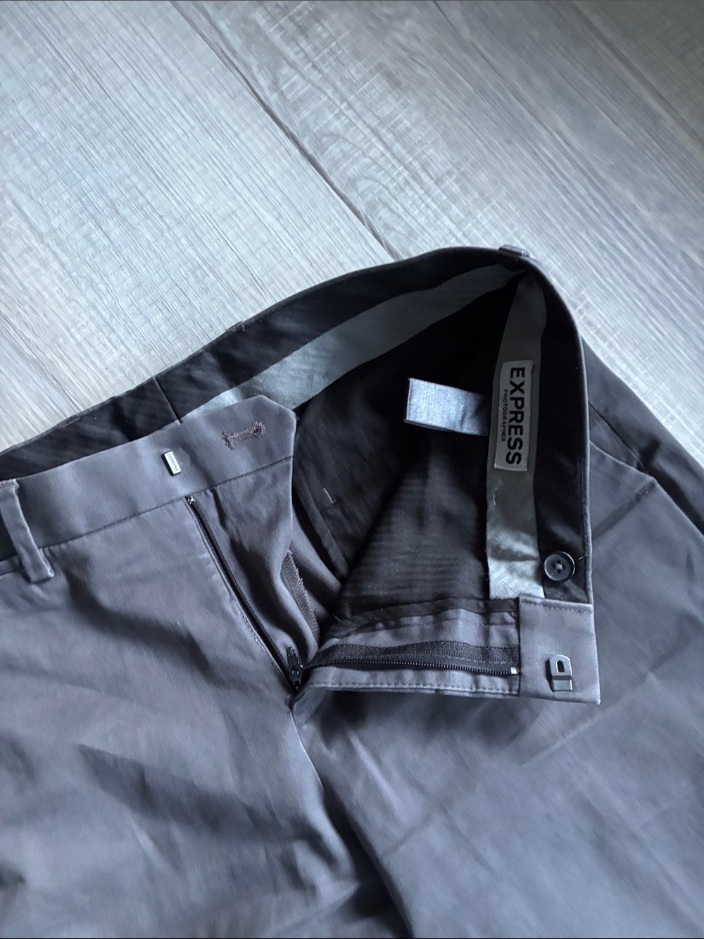 Express Men’s Gray Chinos - Modern Flat Front